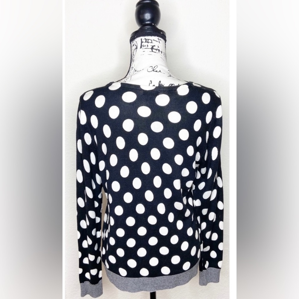 Escio Black & White Polka Dot Cardigan Sweater - Picture 2 of 4